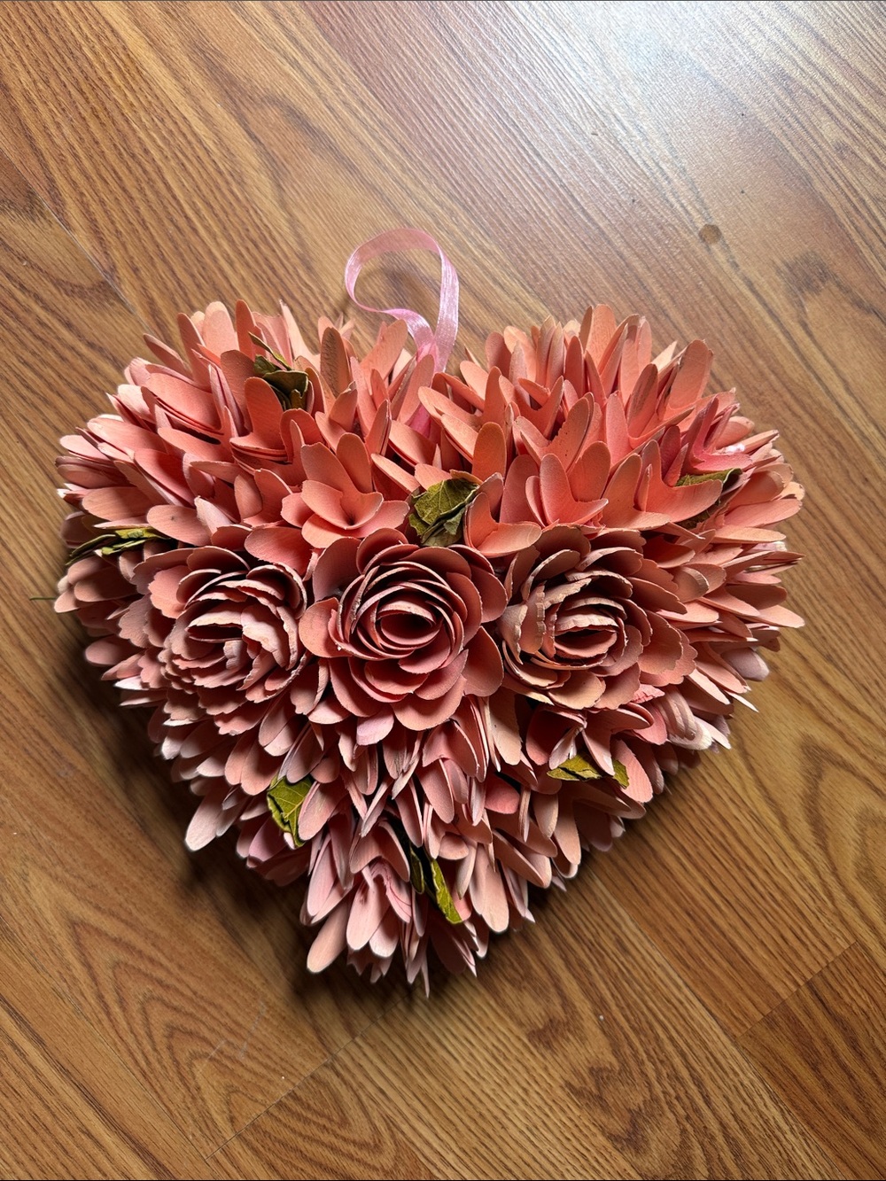 Handmade Pink Heart Floral Wall Accent - Home Accents